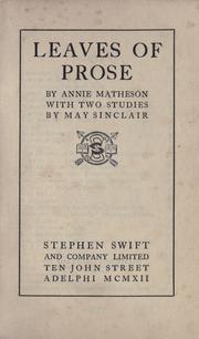 Cover of: Leaves of prose
