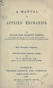 Cover of: A manual of applied mechanics by William John Macquorn Rankine