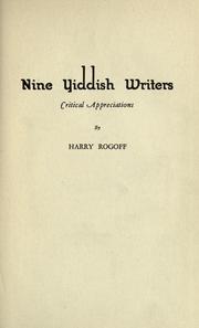 Cover of: Nine Yiddish writers by Harry Rogoff