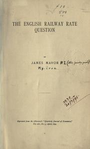 Cover of: English railway rate question.