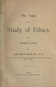 Cover of: The value of the study of ethics by Hume, James Gibson.