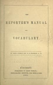 Cover of: The reporter's manual and vocabulary. by Benn Pitman