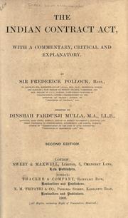 Cover of: The Indian contract act by Sir Frederick Pollock