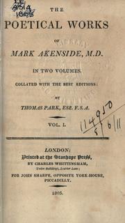 Cover of: Poetical works. by Mark Akenside, Mark Akenside