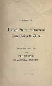 Cover of: Prospectus of United States commercial commission to China.