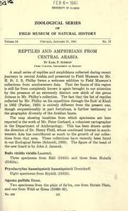 Cover of: Reptiles and amphibians from Central Arabia by Karl Patterson Schmidt