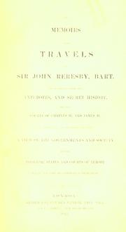 Memoirs & travels of Sir John Reresby, Bart by Reresby, John Sir