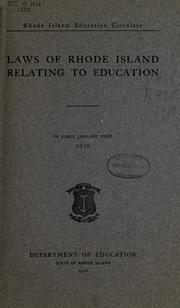 Cover of: Laws of Rhode Island relating to education. by Rhode Island.