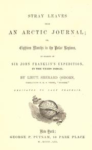 Cover of: Stray leaves from an Arctic journal by Sherard Osborn