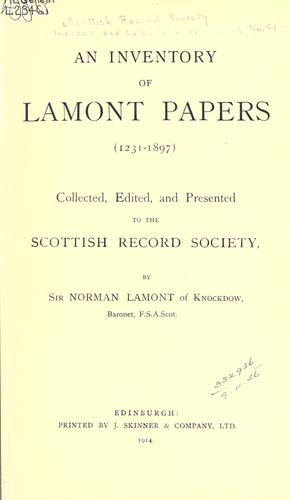An inventory of Lamont papers (1231-1897) by Scottish Record Society