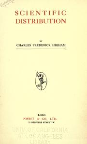 Cover of: Scientific distribution by Higham, Charles Frederick Sir, Higham, Charles Frederick Sir