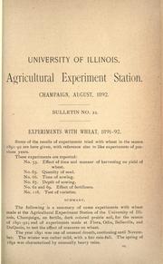 Cover of: Experiments with wheat, 1891-92