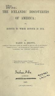 Cover of: The Icelandic discoverers of America by Marie A. Brown