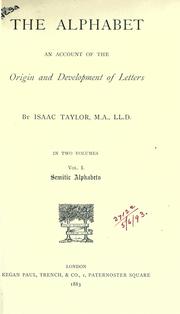 Cover of: The alphabet: an account of the origin and development of letters.