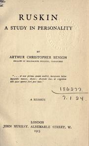 Cover of: Ruskin by Arthur Christopher Benson