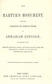 Cover of: The martyr's monument. by Abraham Lincoln