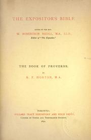 Cover of: The book of Proverbs by Robert F. Horton