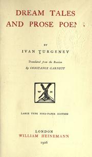 Cover of: Dream tales and prose poems by Ivan Sergeevich Turgenev