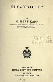 Cover of: Electricity by Gisbert Kapp