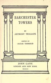 Cover of: Barchester towers by Anthony Trollope