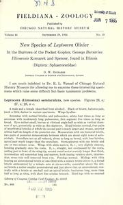 Cover of: New species of Leptocera Olivier in the burrows of the pocket gopher: Geomys Bursarius Illinoensis Komarek and Spencer, found in Illinois (Diptera: Sphaeroceridae)