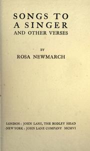 Cover of: Songs to a singer, and other verses.