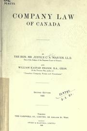 Cover of: Company law of Canada. by Cornelius Arthur Masten
