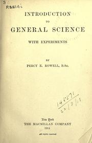 Front cover of Introduction to general science by Percy Elliot Rowell