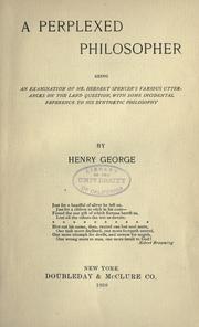 Cover of: A perplexed philosopher by Henry George