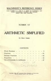 Cover of: Arithmetic simplified.