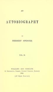 Cover of: An autobiography by Herbert Spencer