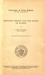 Cover of: Brockden Brown and the rights of women