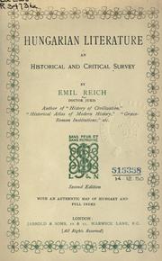 Cover of: Hungarian literature by Reich, Emil