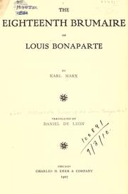 Cover of: The eighteenth Brumaire of Louis Bonaparte. by Karl Marx