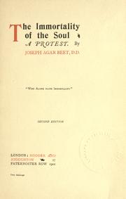 Cover of: The immortality of the soul: a protest