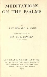 Cover of: Meditations on the Psalms by Ronald Arbuthnott Knox