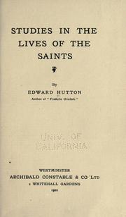 Cover of: Studies in the lives of the saints.