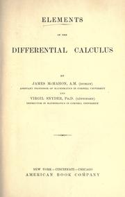 Cover of: Elements of the differential calculus by James McMahon