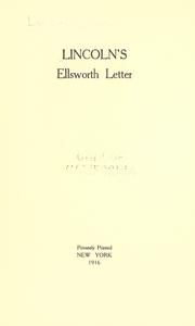 Cover of: Lincoln's Ellsworth letter. by Abraham Lincoln