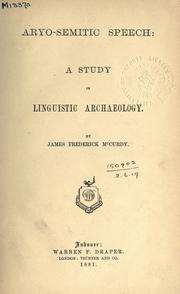 Aryo-semitic speech by McCurdy, James Frederick
