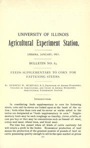 Cover of: Feeds supplementary to corn for fattening steers by Herbert Windsor Mumford