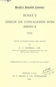 Cover of: Speech on conciliation with America, 1775.: With introd. and notes by A.J. George.