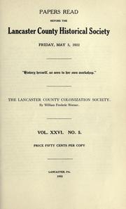 Cover of: Lancaster County Colonization Society.