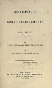 Cover of: Shakespeare's legal acquirements considered