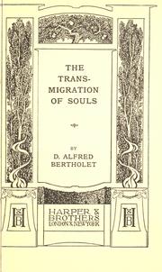 Cover of: The transmigration of souls by Alfred Bertholet