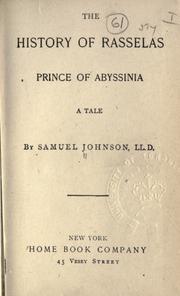 Cover of: The history of Rasselas, Prince of Abyssinia: a tale.