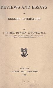 Reviews and essays in English literature by Duncan Crookes Tovey
