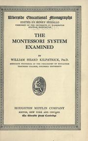 Cover of: The Montessori system examined