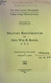 Cover of: Military reminiscences of Wm. R. Boggs. by William Robertson Boggs