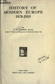 Cover of: History of modern Europe, 1878-1919. by George Peabody Gooch